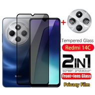 ฟิล์มกระจกคลุมทั้งหมดกระจกนิรภัยสำหรับความเป็นส่วนตัว XIAOMI POCO C75 Redmi 14C 4G 5G 2024ปกป้องหน้า