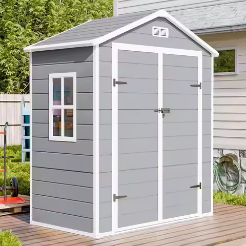 6x3 T Resin Storage Shed, Waterproo Outdoor Shed with loor & Window & Lockable Door Included, Outsid