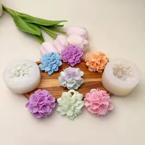 ●Hydrangea Flower Silicone Mold DIY Aromatherapy Candle Gypsum Resin Clay Mold Kitchen Baking Cake D