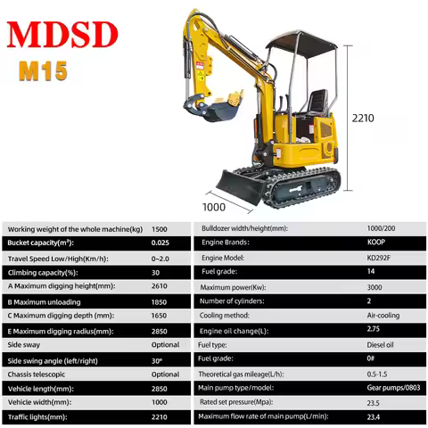 DDP Shipping Mini Excavator 1.5 Ton Mini Excavator Digging Bucket Crawler Excavator With Thumb Agric
