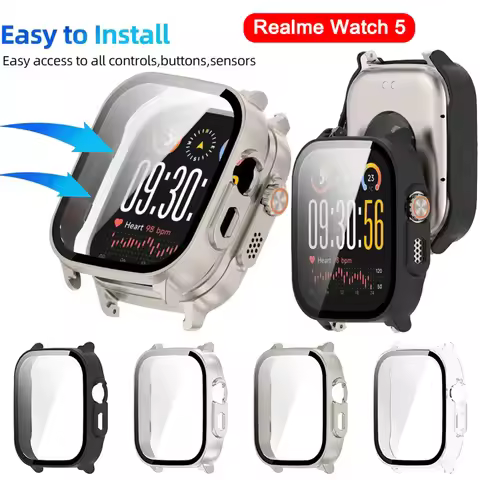 Case For Realme Watch 5 PC+Tempered Glass Bumper Full Cover Protective Shell For Realme Watch 5 Scre