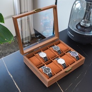 Retro Version Black Walnut Grain Wooden 10-Bit Watch Storage Box Watch Display Box Watch Gift Box Di