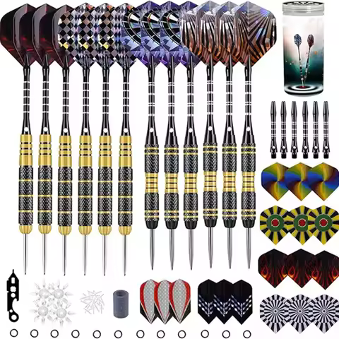 Dart Set 12pcs Dart 20g and 24g Steel Tip Professional Metal Tip Dart and Sharpening Tool, Aluminum 