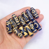 Tibetan Blue Leather Dzi Beads Loose Beads Three Eyes Multi-Totem Agate Dzi Beads DIY Wenwan Bracele