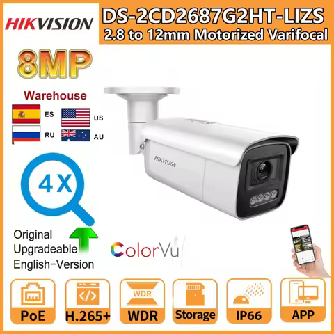 Hikvision 4K IP Camera DS-2CD2687G2HT-LIZS 8MP Smart Hybrid Light ColorVu IR 4X Zoom Motorized Varif