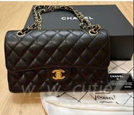 可陪驗Chanel CF23 classic flap small 23cm 荔枝牛皮 黑金 金扣