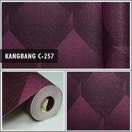 Wallpaper dinding bahan vinyl motif 3D warna ungu 257 dan 261 [Parkson]