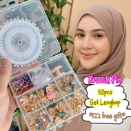 Kerongsang Pin Tudung 50pcs [8 Free Gift] Brooch Pin Murah Kongsang Pin Hijab Bros Kacing Butang