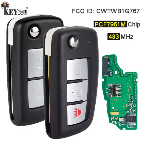 KEYECU 433.92MHz PCF7961M / 4A Chip CWTWB1G767 Flip Remote Key Fob for Nissan Qashqai J11 Pulsar C13