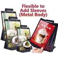 Sleeves Adjustable Metal Table Menu Stand |A4 A5 A6 Flip Menu Stand | Menu Display Portrait