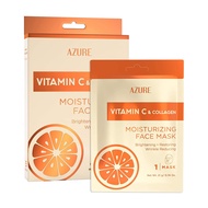 AZURE Vitamin C & Collagen Moisturizing Facial Sheet Mask- Anti Aging, Deeply Moisturizing & Firming