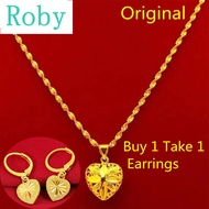 [Totoong Gold] COD Pure Real 18K Saudi Gold Pawnable Necklace for Woman Buy 1 Take 1 Earrings Original necklace fashion for women jewelry gold pawnable sale gifts for women