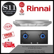 Rinnai RH-S269-SSR Slimline Hood Stainless Steel &amp; Metallic Silver Finishing + Rinnai RB-2CGN 2 Inner Flame Burner Built-In Hob Schott Ceran Glass Top Plate*BUNDLE DEAL - FREE DELIVERY