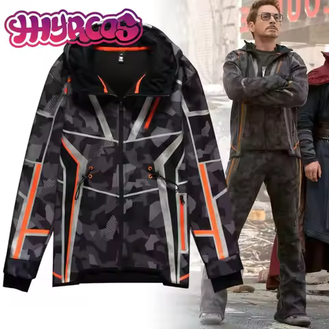 Movie TV Tony Stark Cosplay Costume Anime Warm Casual Sweatshirt Pants for Men Super Jacket Coat Wom