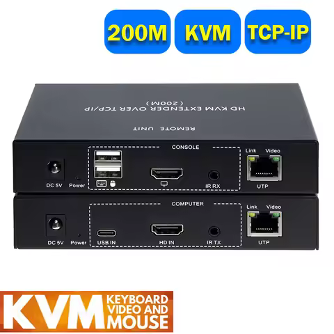 200M HDMI IP KVM Extender over RJ45 Ethernet Cat5e/6 Cable 1080P HDMI Extender USB KVM via Network S