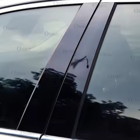 Glossy Black Carbon Fiber Car Window Door Column BC Pillar Post Cover Trim PC Material Sticker For S