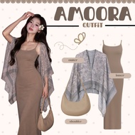 Korean StyleOneset Wanita (outer arwen + inner dress + shoulder bag) Aesthetic Girls Suitable for Wa