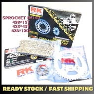 HONDA RS150 RS150R RSX150 RK MOTORCYCLE STEEL CHAIN AND SPROCKET SET 428×120L / 15T / 43T RK ORING SPOCKET