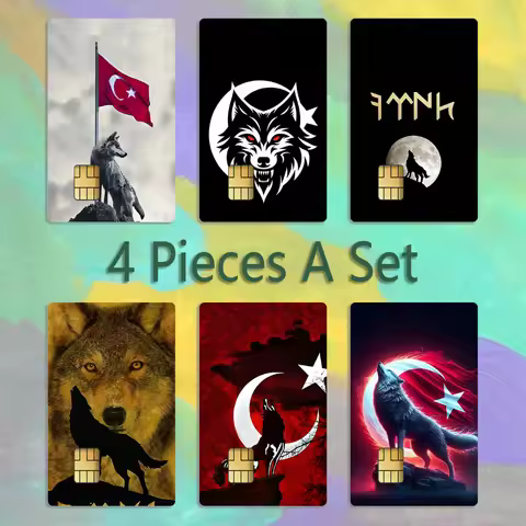 Turk Wolf Turkey Flag Card Stickers Credit Visa Debit Bank Charge Card Bus Metro Waterproof Sticker 
