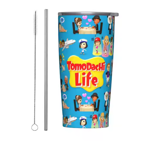 Hugh Morris Tomodachi Life Game Insulated Tumbler with Lid Stainless Steel Coffee Mugs Double Wall B