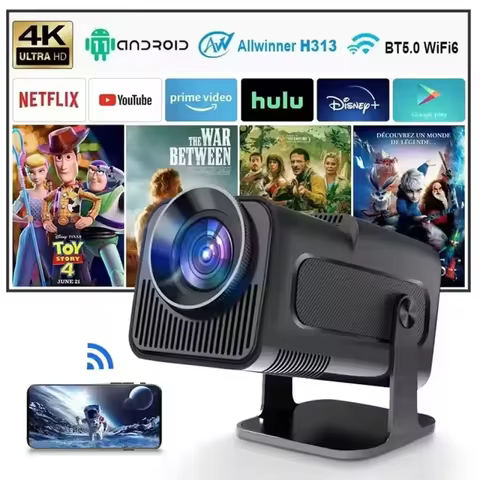 KaiAqua HY320 4K Android 11 Projector Native 1080P 390ANSI Dual Wifi6 BT5.0 1920*1080P Cinema portab