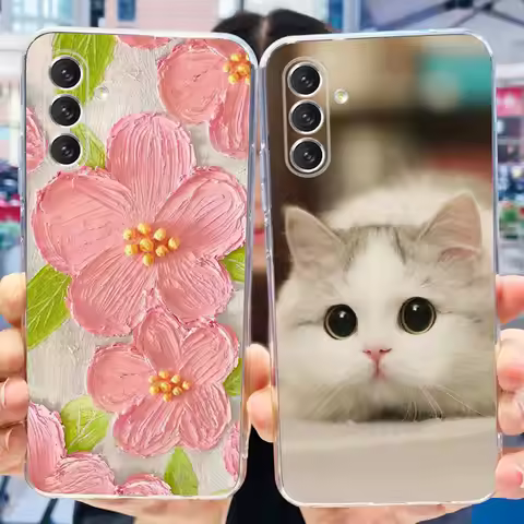 For Samsung Galaxy A14 Cute Flower Cat Pattern Phone Case For SamsungA14 A 14 4G 5G SM-A145F A146B S