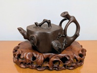 旧藏～早期原礦紫砂.全手工做樹桩紫砂茶壺