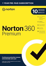 Norton 360 Premium 2026 - 1 Year 10 PC Device Download Windows 7 8 10 11 Pro Mac IOS Android Account