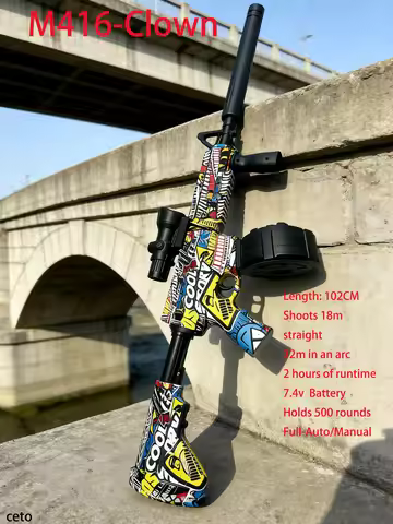 M416 Full Auto EBB Gel Ball Blaster with Recoil & High Speed | 500+Rounds Large Magazine, Outdoor Ta