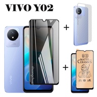 3in1 for VIVO Y02 Anti-Spy Privacy Tempered Glass Y02S Y16 Ceramic film Y11 Y12 Y15 Y17 Y33S Y91 Y95