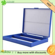 hukou Royal Blue Plastic Rectangle Hold 100 Microslide Slide Microscope Box