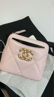 Chanel 19 chain wallet 櫻花粉 pink 散子包 銀包 cardholder
