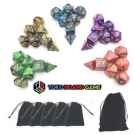 High Quality RPG Dice Set - 7 Pieces + Dice Pouch - RPG Dice