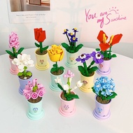 Ins Flower Building Blocks DIY Potted Building Block Decor Flower Blocks Children's Day Gift Supplie