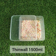 Termurah 1Thinwal Dm 1500Ml Sq / Thinwall Kotak Plastik 1500 Ml @1Pack