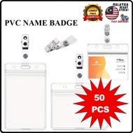 [50 PCS] PVC ID Card Holder Waterproof Transparent Card Holder with Zipper / Name Badge / Name Tag /