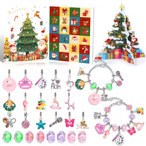 New Christmas Advent Calendar 24 Grid Countdown DIY Musical Note Bracelet Advent Calender Box Surpri