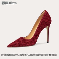 รองเท้าส้นสูงหรูหรา Lily Wei Rose Sea Wedding Shoes ทรงหัวแหลม พื้นยาง สำหรับผู้หญิงวัย 18-40 ปี ฤดู