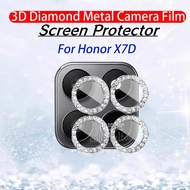 Honor X7D Glitter Ring Diamond Tempered Glass Screen Protector Camera Lens Protector For Honor X7D X