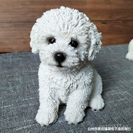 Model Simulation Small Dog Figurine Home Decor Bichon Frise Room Resin Cute White Pet Ornament FPW3