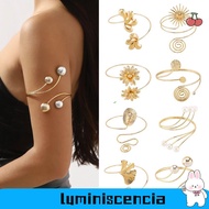 LUMINISCENCIA Opening Arm Bracelet, Metal Gold Color Wide Open Bangle, Glamorous Multi Style Fashion