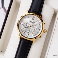 Boss Men Leather Watch 6-pin Running Second Quartz Watch