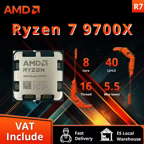 AMD New Ryzen 7 9700X Processor 5.5GHz 8-Core 16-Thread 40MB Game Cache 4NM TDP 65W Socket AM5 Gamin