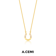 A.CEMI Modern Horseshoe Necklace สร้อยคอเงินแท้ ชุบทอง 18K โรสโกลว์