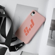 【掛繩手機殼】客製化 英文字母 iPhone 防摔殼 粉色背繩手機殼