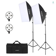 Andoer Studio Photography Kit Softbox Lighting Set with 50x70cm Softbox * 2 + 4in1 Bulb Socket * 2 +