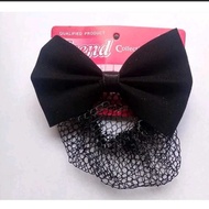 LARGE BLACK RIBBON CLIP BLACK RIBBON HAIRNET/