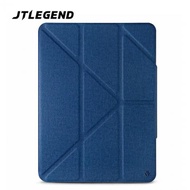 JTLEGEND iPad Pro 2022/2021 Amos 11吋 相機快取多角度折疊布紋皮套(含Apple pencil磁扣) - 海軍藍