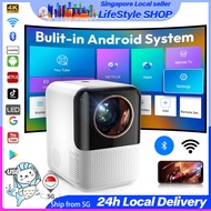 - Local SG Seller- 4K Mini Portable Projector 1080P HD Smart Home Theater Projector for Android Phone/Laptop/PS5 WiFi Bluetooth