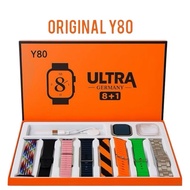 Y80 Ultra 8-in-1 Smart Watch with 2.02" HD Display, Wireless Charging & 8 Straps Combo